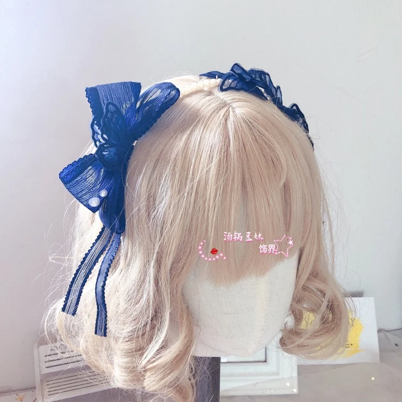 Handmade Dark Blue Hair Accessories Lolita Accessories Violet Blue Lolita Headband/Hairpin