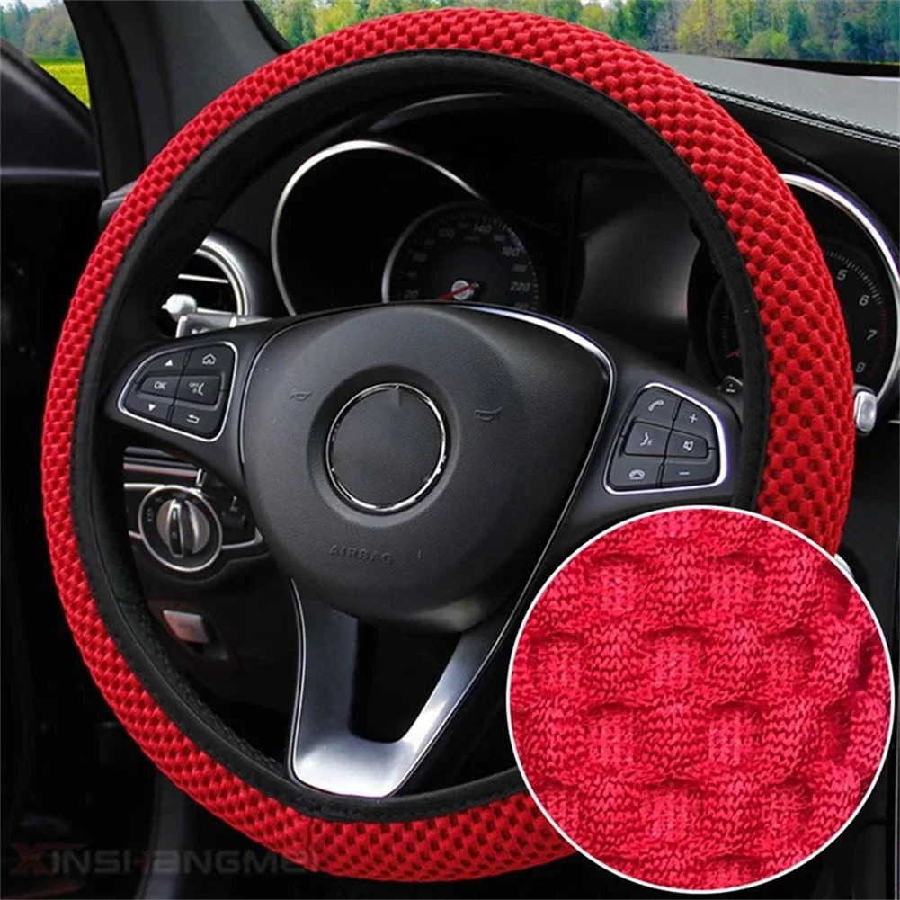 Auto Steering Wheel Cover 38CM Ice Silk with Anti Slip Design to Prevent Slips and Protect Steering Wheel Fits 15''/38cm