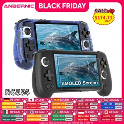 ANBERAlfred-Console de jeu rétro RG556, Unisoc Tusk, Android 13, écran AMOLED 5.48 pouces, 5500mAh, WiFi, Bluetooth, vidéo ultérieure