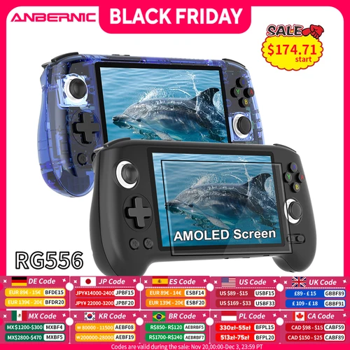 ANBERNIC RG556 consola de juegos portátil Unisoc T820 Android 13 pantalla AMOLED de 5,48 pulgadas 5500mAh WIFI Bluetooth reproductores de vídeo Retro