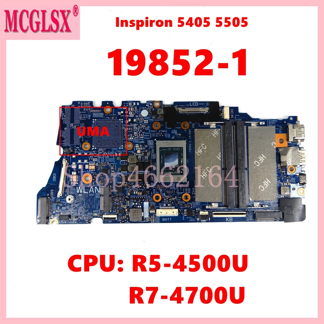 19852-1 with R5-4500U R7-4700U CPU Notebook Mainboard For Dell Inspiron 5405 5505 Laptop Motherboard CN- 0GFPRC  0YX59Y