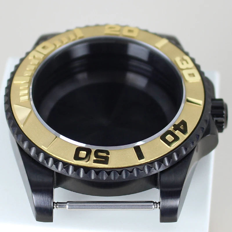 40mm Watch Case Sapphire Glass Black Yacht Design Style Case For NH35 NH36 NH34 8215 2824 Movement 28.5mm Dial 120 clicks Bezel