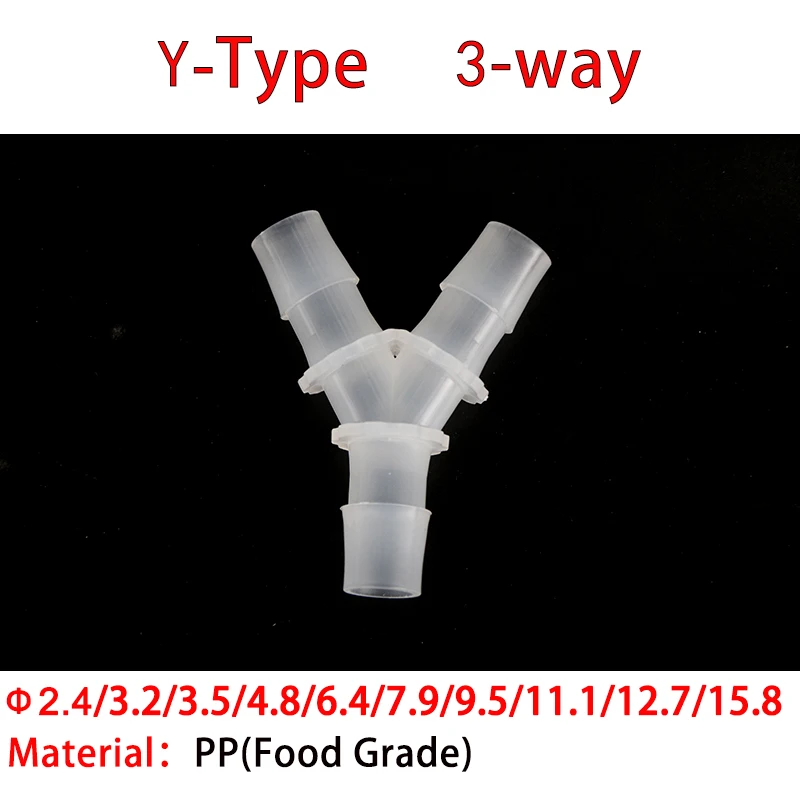 

10pcs ID 2.4~15.8mm Y Type Tee Splitter Water Connector Joint Adapter Pipe Tube Hose Garden Lawn Irrigation System Parts 3-way