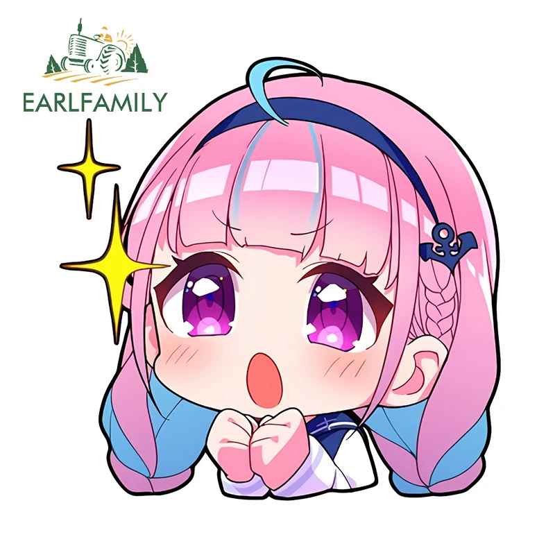 

EARLFAMILY 13 см × 13 см Minato Aqua Hololive Chibi Peeker автомобильные наклейки забавные модные фотовиниловые автомобильные наклейки
