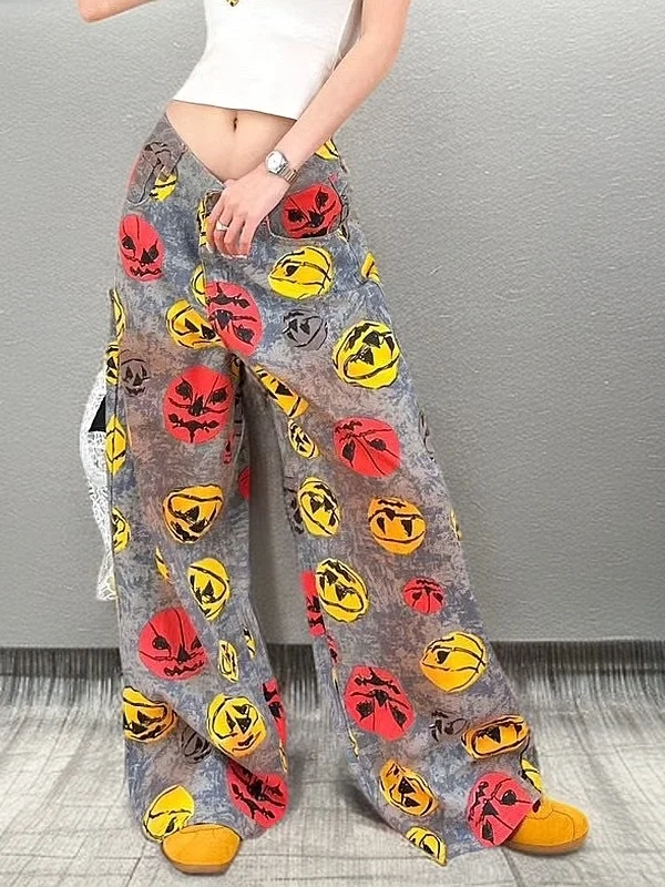 

Джинсы с высокой талией и широкими штанинами прямого кроя, с эффектом тай-дай, женские повседневные весенние модные ретро-брюки из денима с индивидуальным дизайном