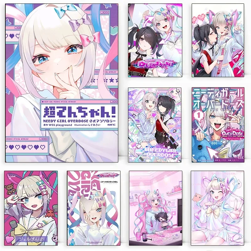 Needy Girl Overdose Spiel Poster Süße Nette Cartoon Anime Mädchen Leinwand Malerei Drucke Wand Kunst Bild für Wohnzimmer Home De