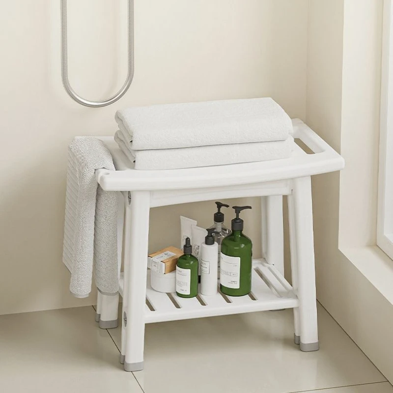 Bathroom Chairs & Stools Bathroom Furniture Anti‑Slip Shower Bench Toiletry Storage Bath Seat for Shoe‑Changing Home Use