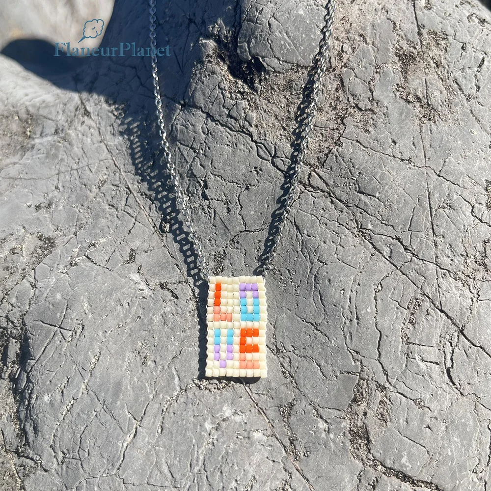 FlaneurPlanet رسالة الحب قلادة قلادة للفتيات النساء ميوكي بوهو القلائد سلسلة الفولاذ المقاوم للصدأ