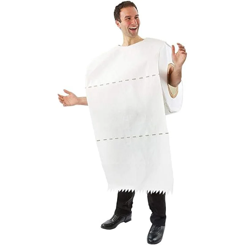 Women White Toilet Paper Roll Halloween Fancy Dress Up Adult Men Toilet Paper Costume