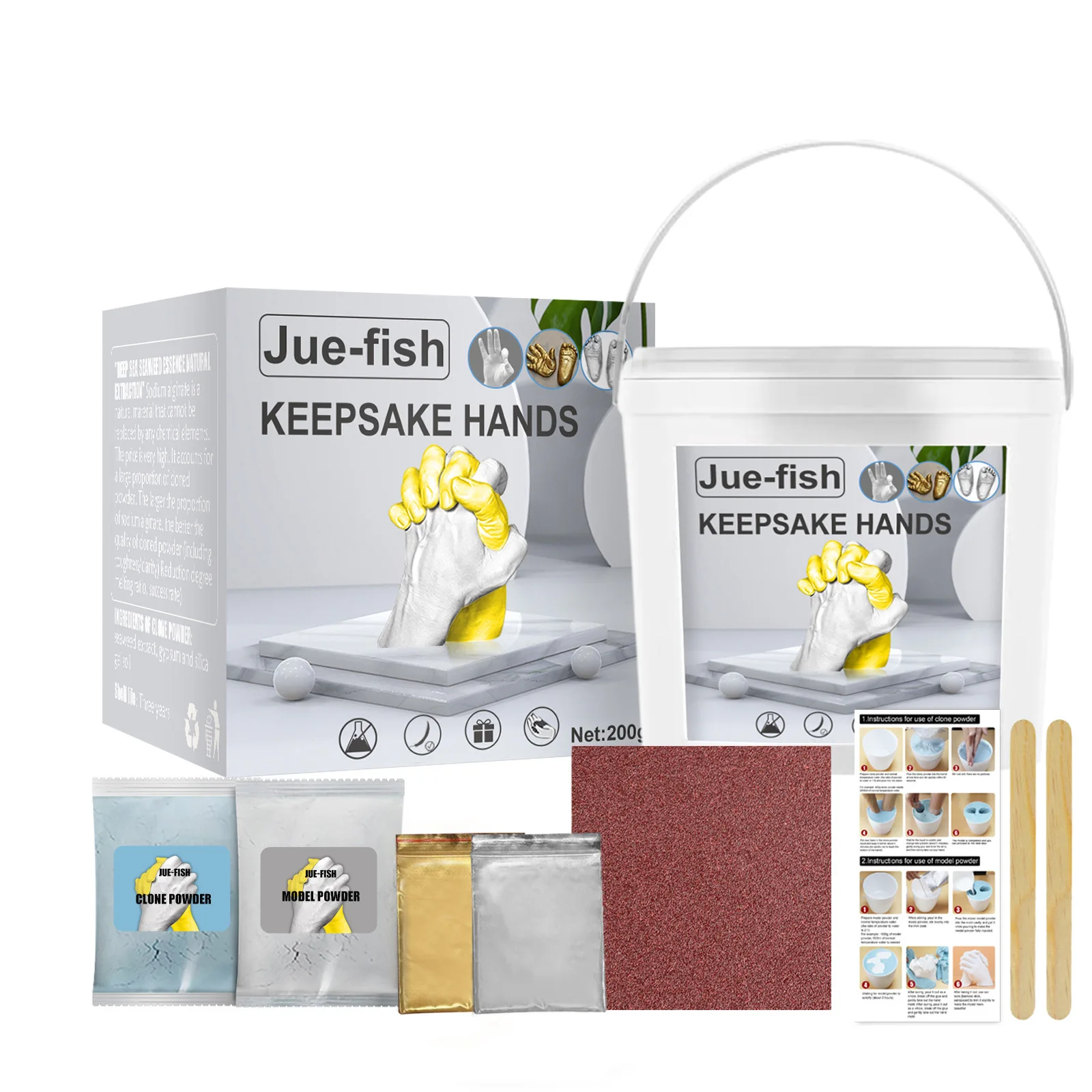 3D Hand Model DIY Kit with Clone Powder Unique Mother's Day Valentine's Gift for Couples Baby Handprint Keepsake Clay Craft Set