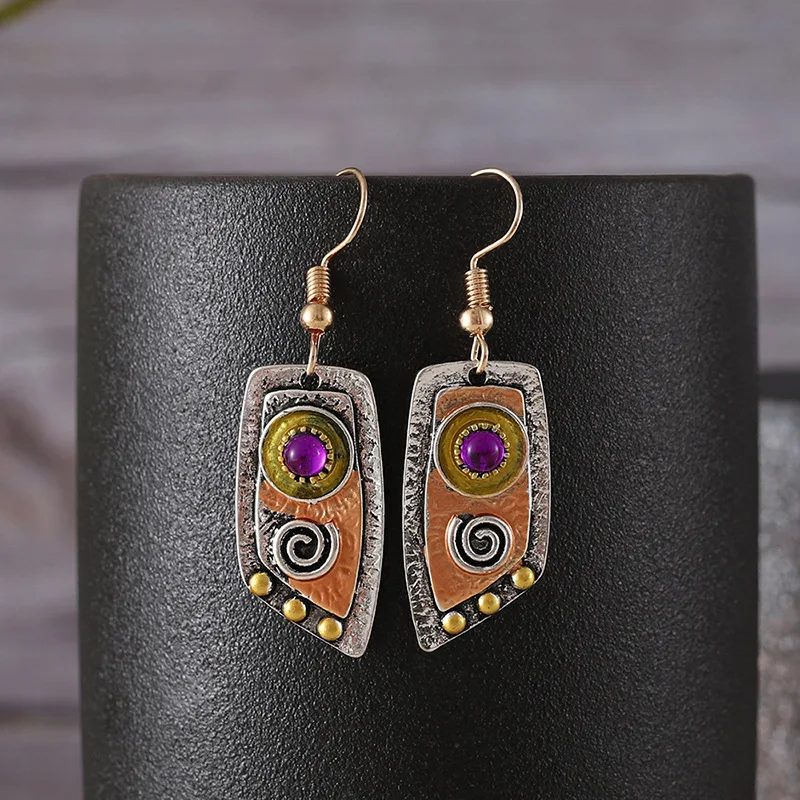 DIY accessories European and American cross-border AliExpress new retro leather pattern earrings, creative camouflage leopard pr
