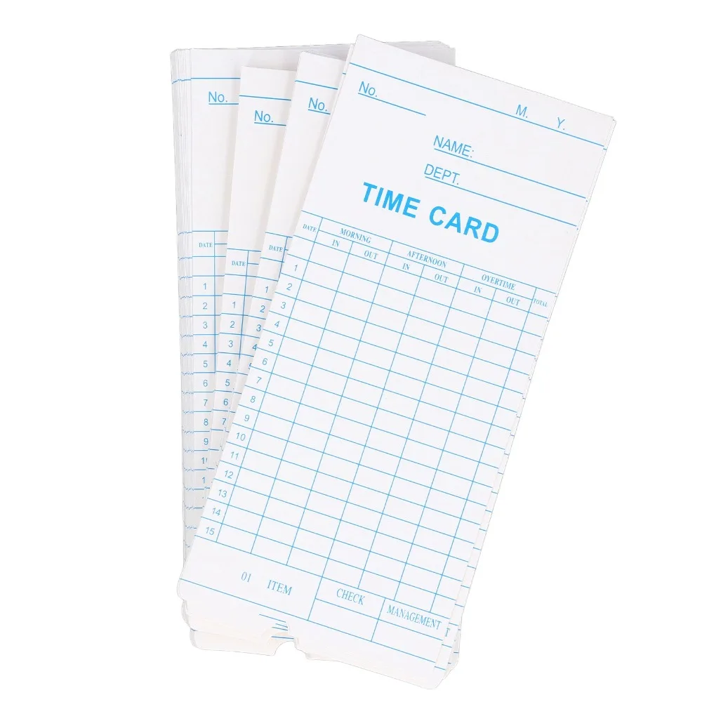 100Pcs Clear Paper Time Clock Card Lightweight Practical Attendance Time Card Dual Sided Weekly Time Card Daily Work