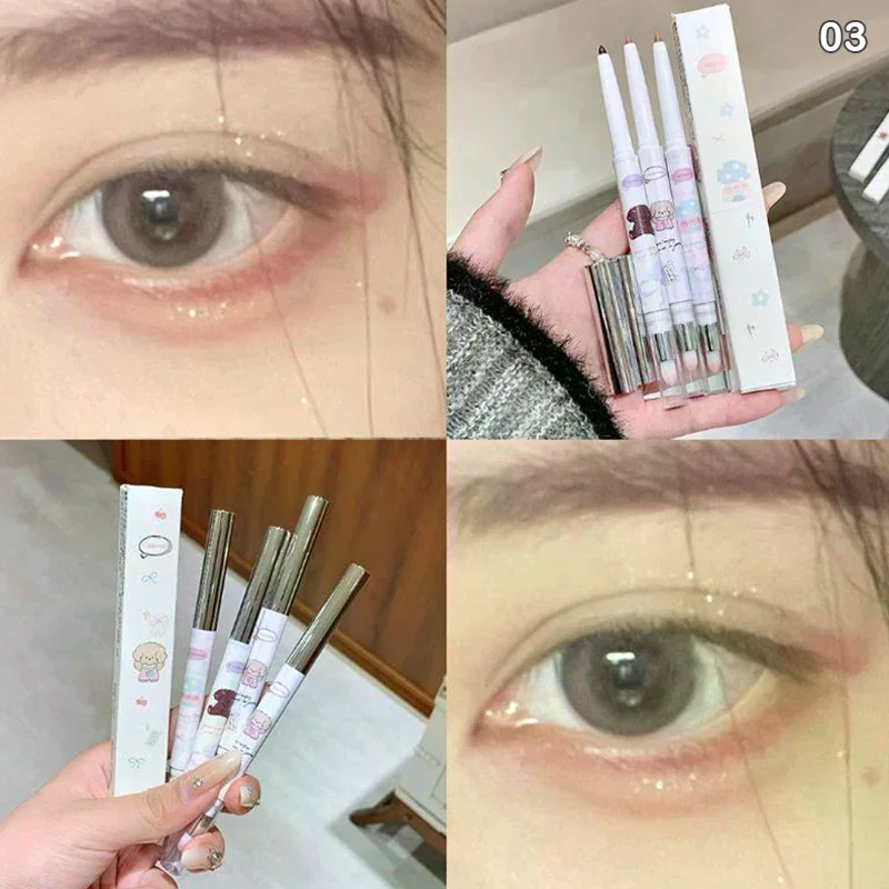 Cappuvini Pearlescent Eyeliner Gel With Brush Blend Silky Smooth Tea Brown Lying Silkworm Waterproof Eye Liner Pencil Makeup