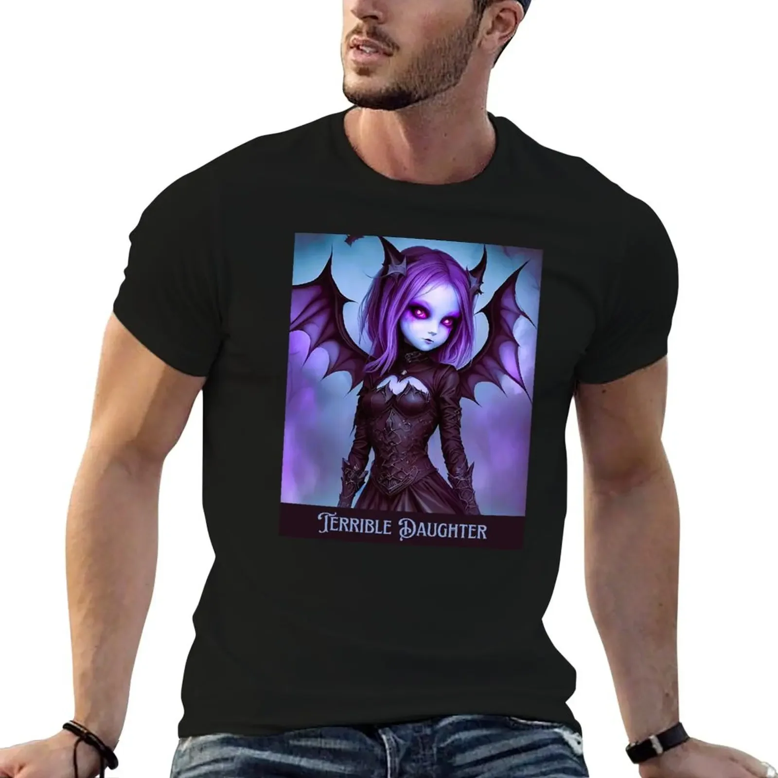 beautiful Terrible Daughter - Purple Bat Girl Gothic Fantasy Art T-Shirt Short sleeve tee for a boy t shirt men 100℅ cotton