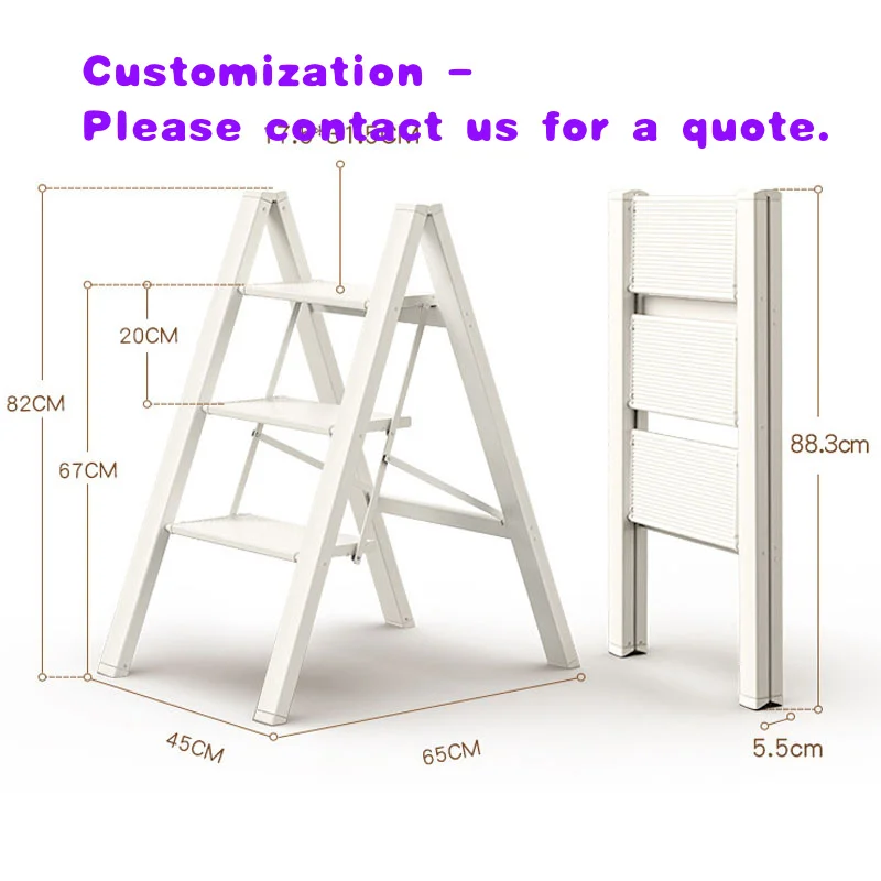 custom.Folding Metal & ABS Plastic Step Stool Foldable House Ladder Home & Workshop EN131 Certified