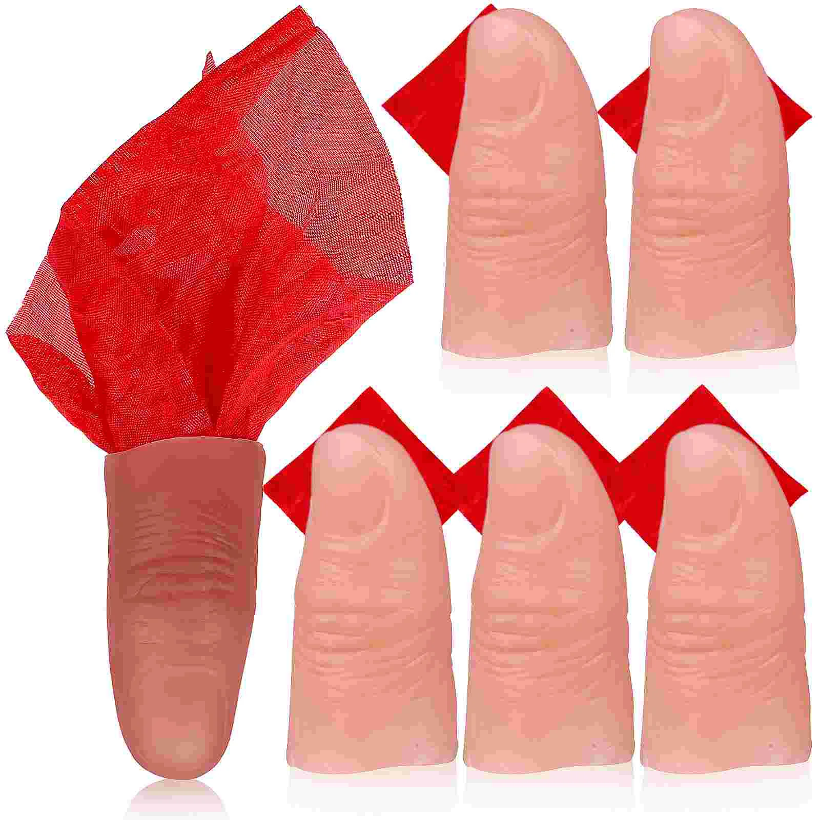 6 Sets Fingertip (6pcs) Supple Cover Conjure Tools Props Silk Scarf Sleeve Cloth Trick Cot Fake Thumb False