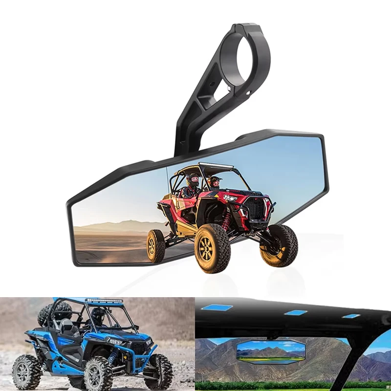 

UTV Rear View Mirror SXS UTV Mirror Clear View 360° Adjustable Low Profile Aluminum Clamp Replacement 2881540 UTV Center Rearvie