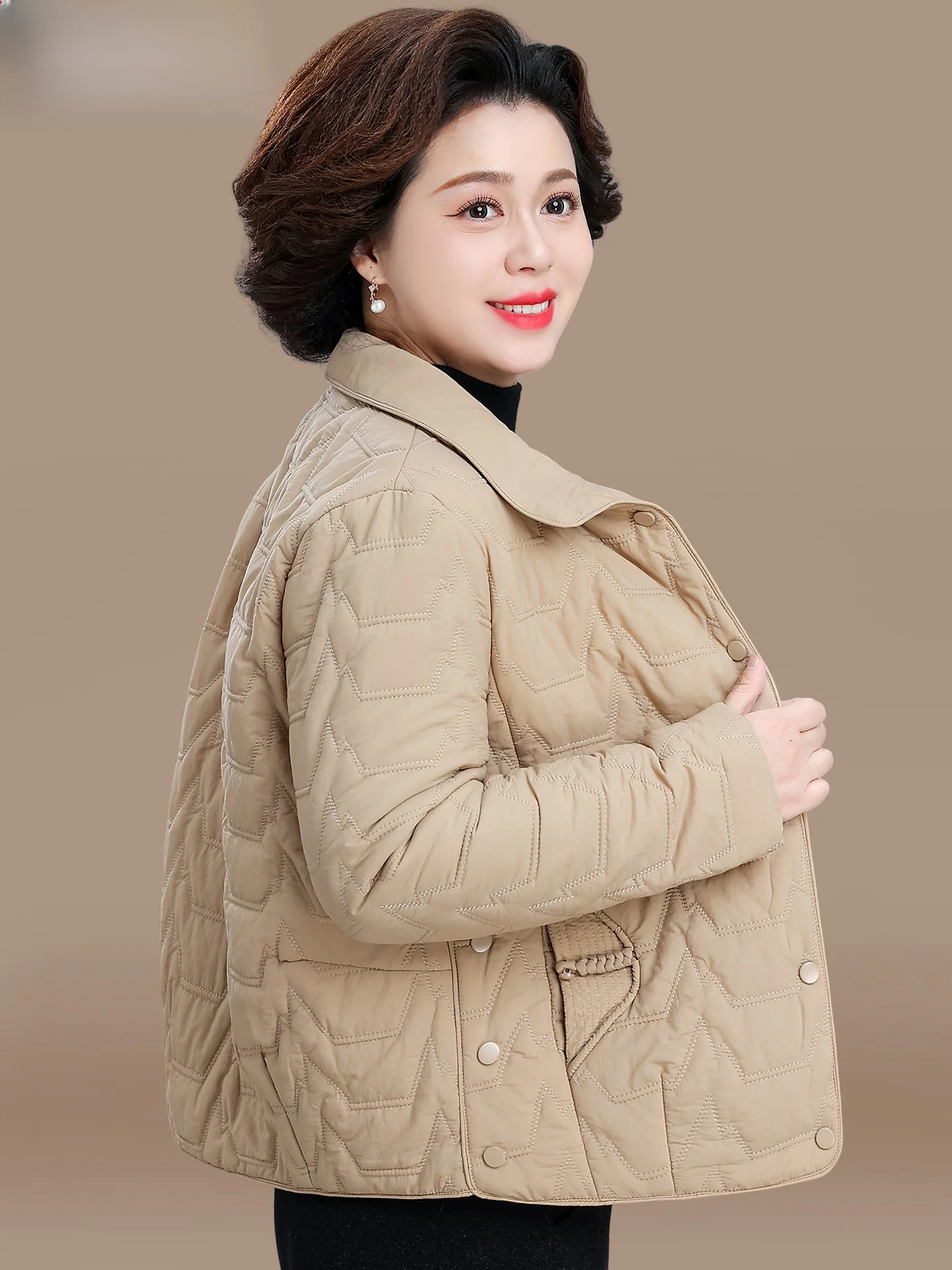 

Lightweight ort Cotton Jaet for Women over 50 Autumn Winter Polyester Fiber Fill Casual Sle Loose Fit Single Button