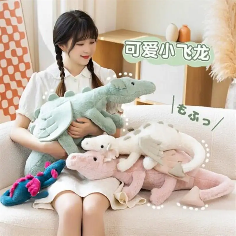Flying Dragon Plush Toy  30cm/50cm/70cm/90cm White Pink Green Blue Short Fuzzy Plush Stuffed Animal Kawaii Dragon Birthday Gift