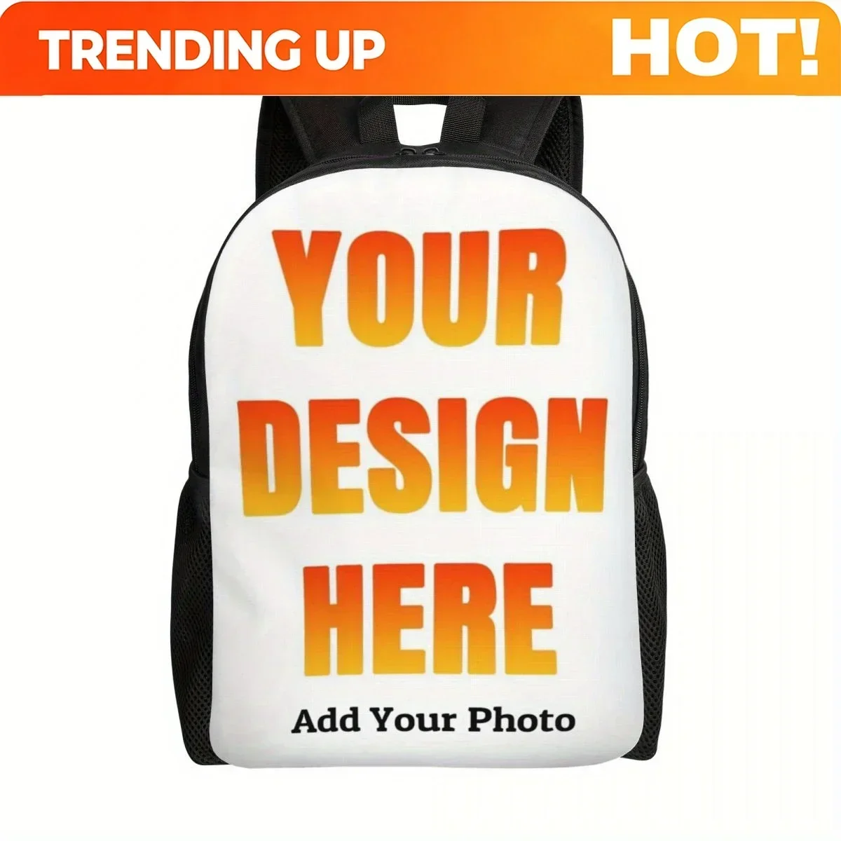 Custom Bag Custom Causal Backpack With Your Photo Schoolbag, Orange Yellow Gradient Letter, Add Your Design Daypack For Men Wome