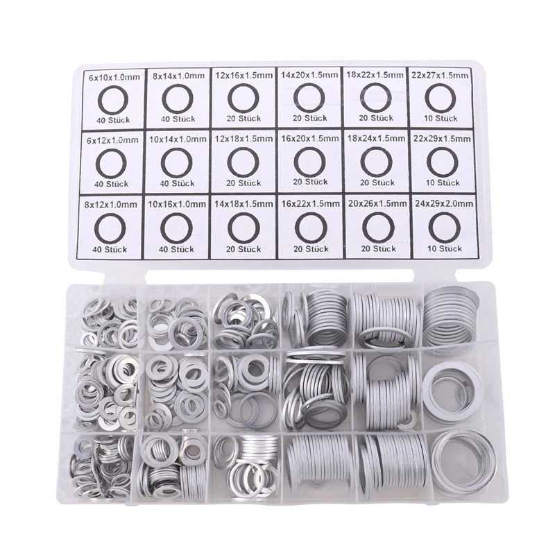 

450Pcs Gaskets Washers Pure Aluminum Gasket Aluminum Flat Metal Washer Gasket Aluminum Sealing Rings