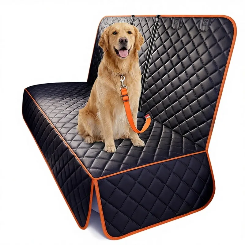 Eco-friendly bamboo waterproof and anti-fouling foldable Oxford cloth square pet rear seat cushion with seat belt