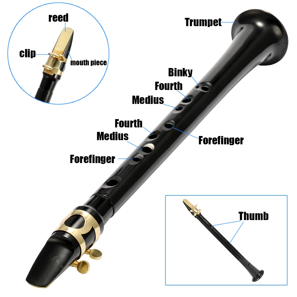 Black Pocket Sax Mini Portable Saxophone C-Key Little Saxophone With Carrying Bag Woodwind Instrument