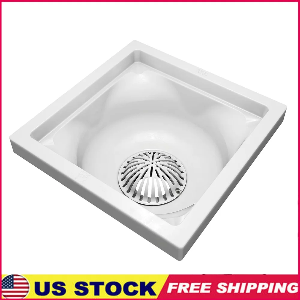 

Square 12" Sanitary Floor Sink with 6" Depth and 4" Outlet Designed Commercial Kitchen Use