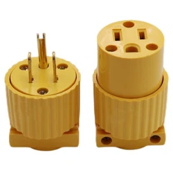 Enchufe macho y hembra de 3 polos, Conector de cableado bloqueado, L5-15R América, L5-15P, 15A, L6-15R, 6-15P, tipo B, amarillo