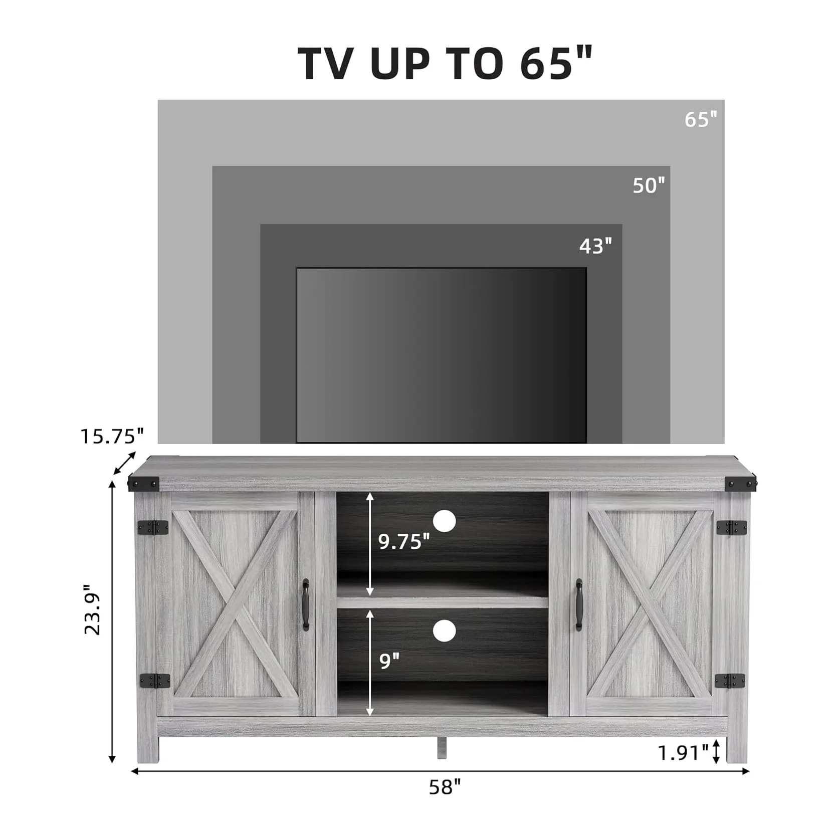 Cross-border foreign trade with retro style TV cabinet, simple barn door, living room storage audio-visual cabinet, floor-to-cei