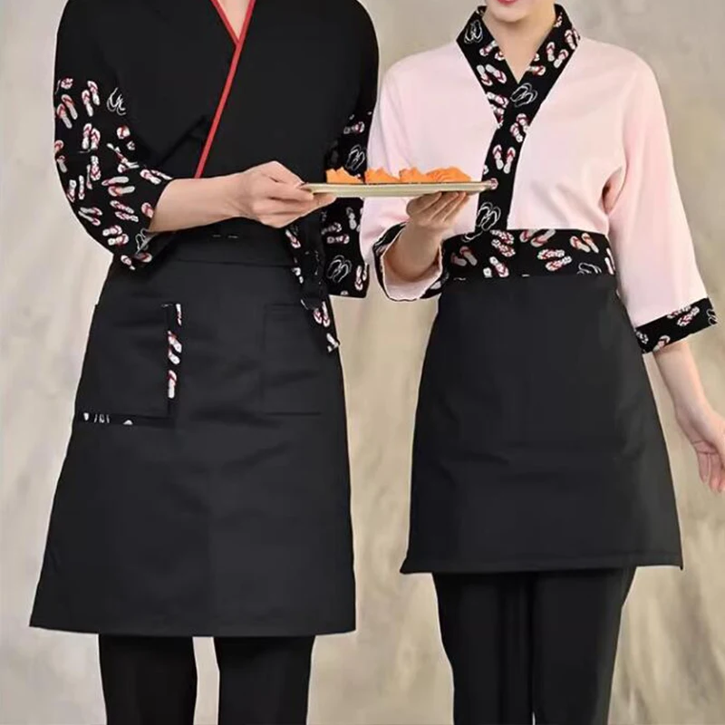 Delantal de Chef de estilo japonés, medio delantal de cocina Unisex, uniforme de trabajo de camarero para restaurante, Ramen, tienda de Sushi, Hotel