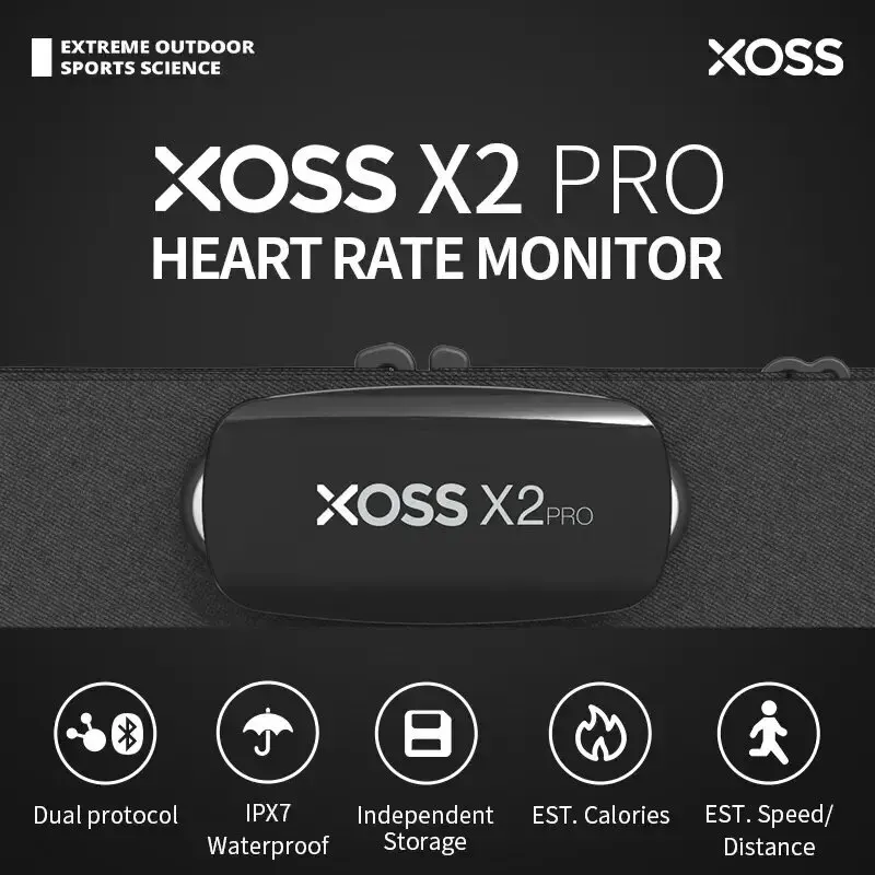 XOSS-Sangle de poitrine X2 Pro, capteur de fréquence cardiaque, étanche, Bluetooth ANT +, moniteur de vélo intelligent, fitness et santé