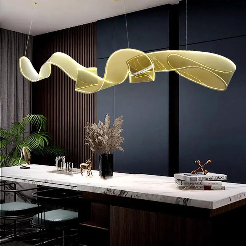 Lustre de streamer acrílico de mesa de areia, arte de engenharia não padrão original e moderno