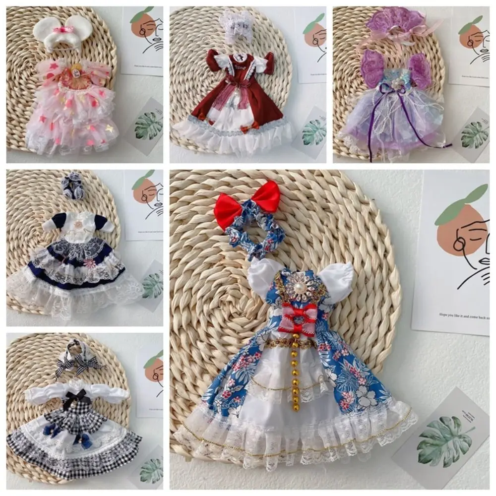 Lolita Style 30cm Doll Clothes Gauze Skirt Sweet Doll Clothes Princess Dress 30cm Headwear 30cm Doll Princess Skirt