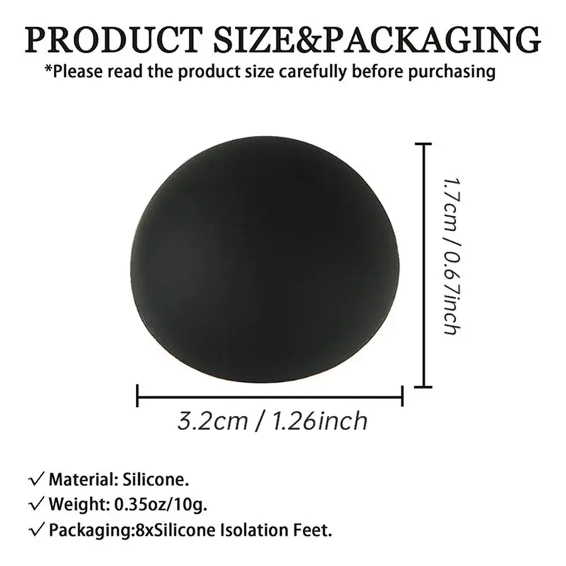 N04r 1.25 Polegada pés de isolamento de pára-choques de hemisfério de silicone, 8 pacotes almofadas de isolamento de alto-falante antiderrapantes, para pequenos picos de alto-falante