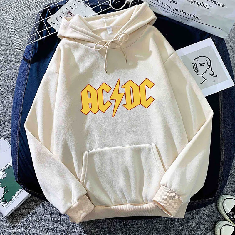 Nueva banda de Rock AC DC Sudadera con capucha ropa informal estilo Hip Hop sudaderas cómodas Strecth sudaderas holgadas de bolsillo moda calle hombres jerseys