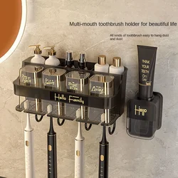 Toothbrush Holder Storage Holder with Cup Light Luxury Air Wall Mounted Perforation-free High-end Tooth Cup Toothbrush Holder