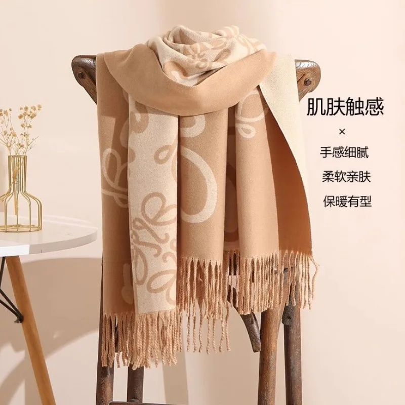 

2025 autumn and winter thick warm double-sided air conditioner cape versatile soft waxy scarf shawl