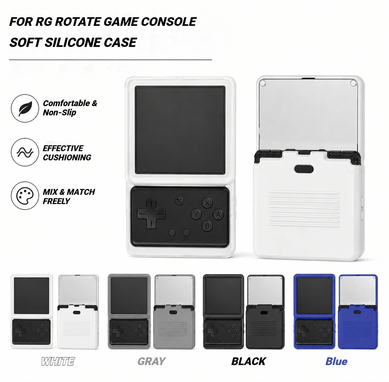 Soft Silicone Protective Case for Anbernic RG Rotate Shockproof Anti Scratch Handheld Game Console Cover