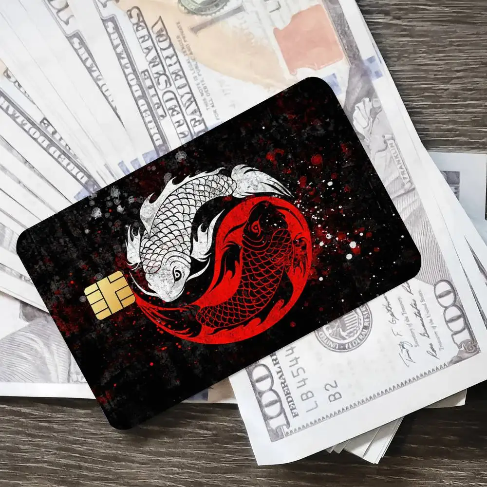 اليابان Ikan Koi red ملصق الائتمان الجلد غطاء بطاقة ملصقات 4 قطعة فيلم حافلة تمرير الجبهة الديكور البنك الخصم مقاوم للماء