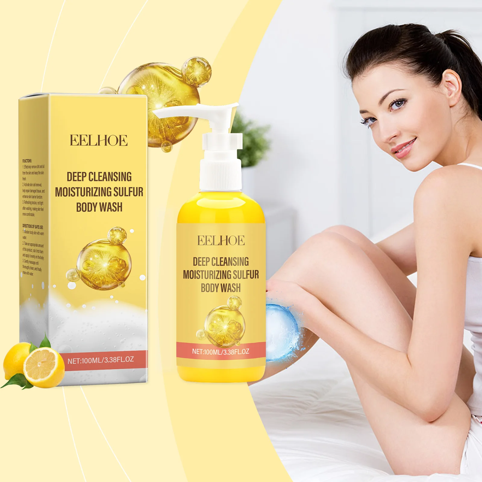 Il gel doccia detergente a base di zolfo idrata il corpo e la pelle, allevia la secchezza, è delicato e pulito e fornisce un rinfrescante