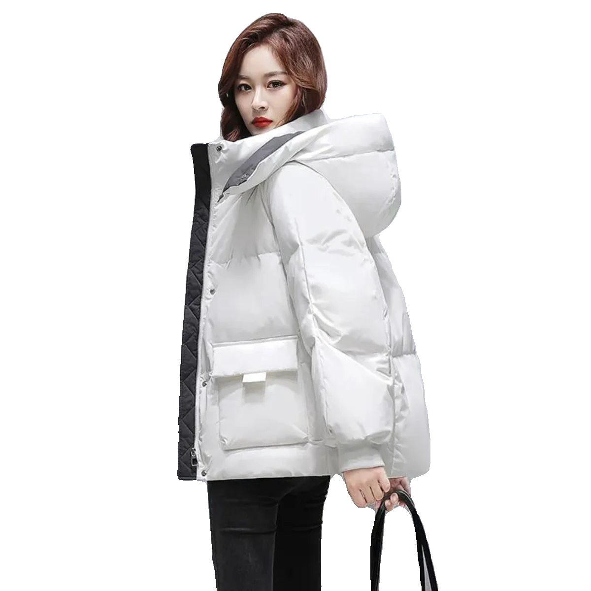 Hooded Parkas For Women Autumn Winter 2025New Fashion Thick Warm Down Cotton Jackets Ladies Office Vintage Oversized Short  Coat