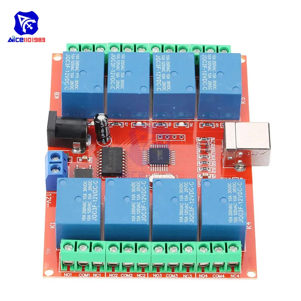 diymore 8 Channel Relay Board Type-B USB Programmable ULN2803 Relay Driver Chip for Arduino Smart Home DC 12V