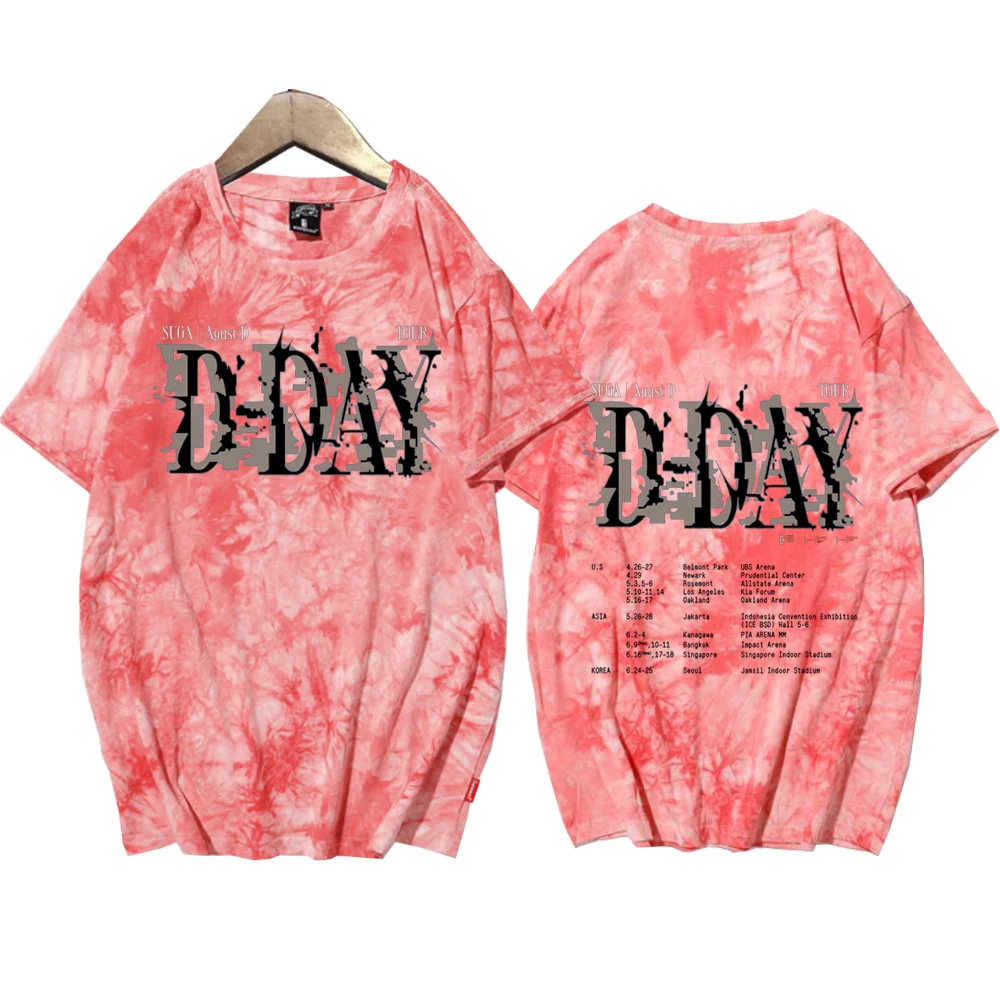 Suga Agust D Tour Tie Dye Shirts Unisex Round Neck Short Sleeve Popular Music T-Shirt Fans Gift