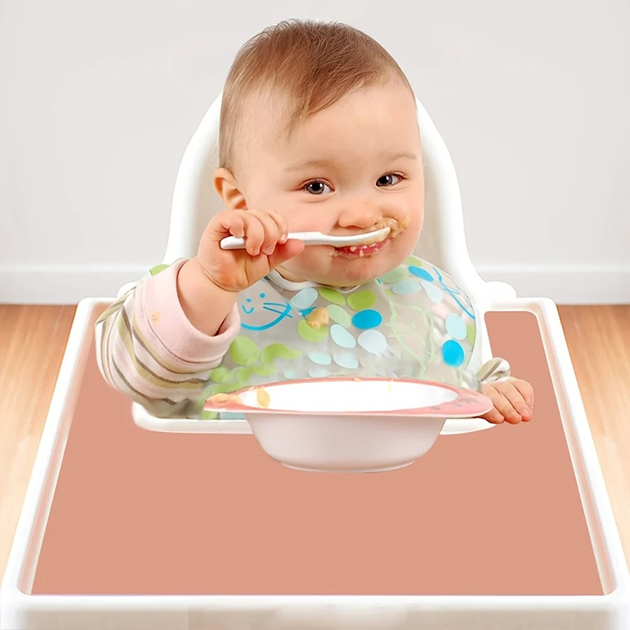 High Chair Mat Silicone Pad Silicone material, easy to clean. Suitable for high chair use during baby meals.