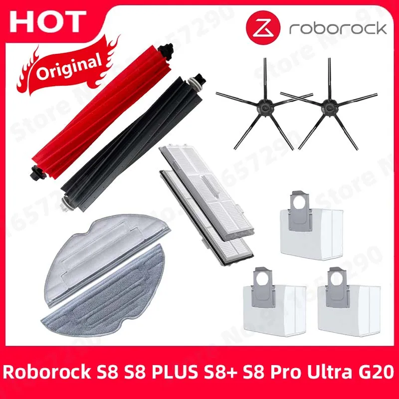 Original Roborock S8 S8 PLUS S8+ S8 Pro Ultra G20 Spare Parts Side Brush Filter Mop Choth Dust Bags Vacuum Cleaner Accessories