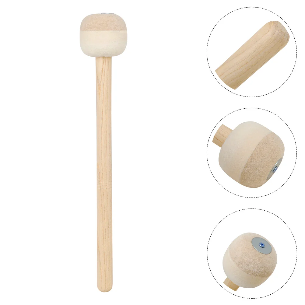 Wood Grain Big Snare Drum Drumstick Long Handle Drumstick Felt Two-color Head Drum Hammer Big Snare Drum Hammer