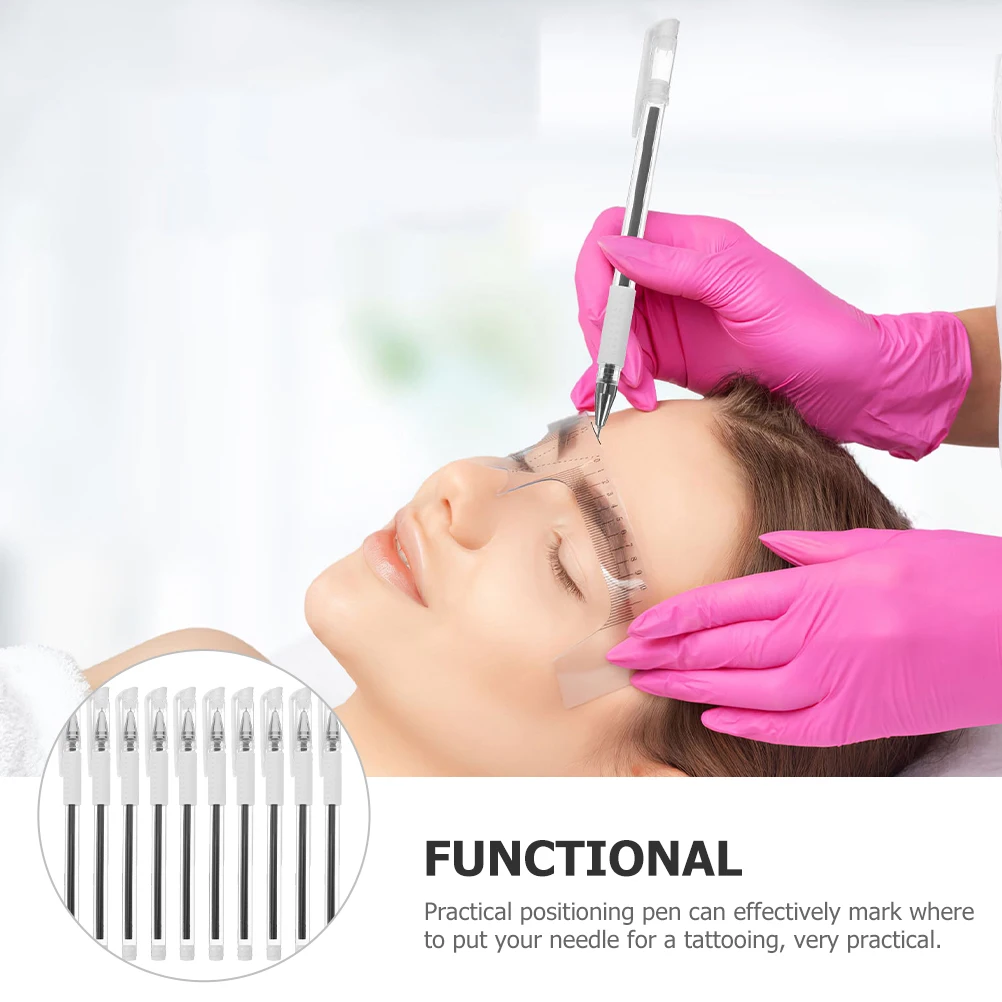 10 قطعة قلم تحديد الجمال المقاوم للماء لوضع الوشم الجلدي قلم تحديد الحاجب الشفاه خط الرسم أدوات بلاستيكية آمنة