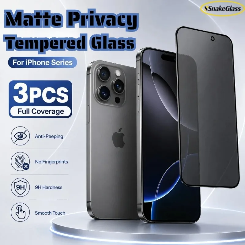 3er-Pack Mattierter Sichtschutz-Displayschutz für iPhone 17 16 15 14 13 12 11 Pro Max Plus XR XS Anti-Spy Gehärtetes Glas Anti-Fingerabdruck