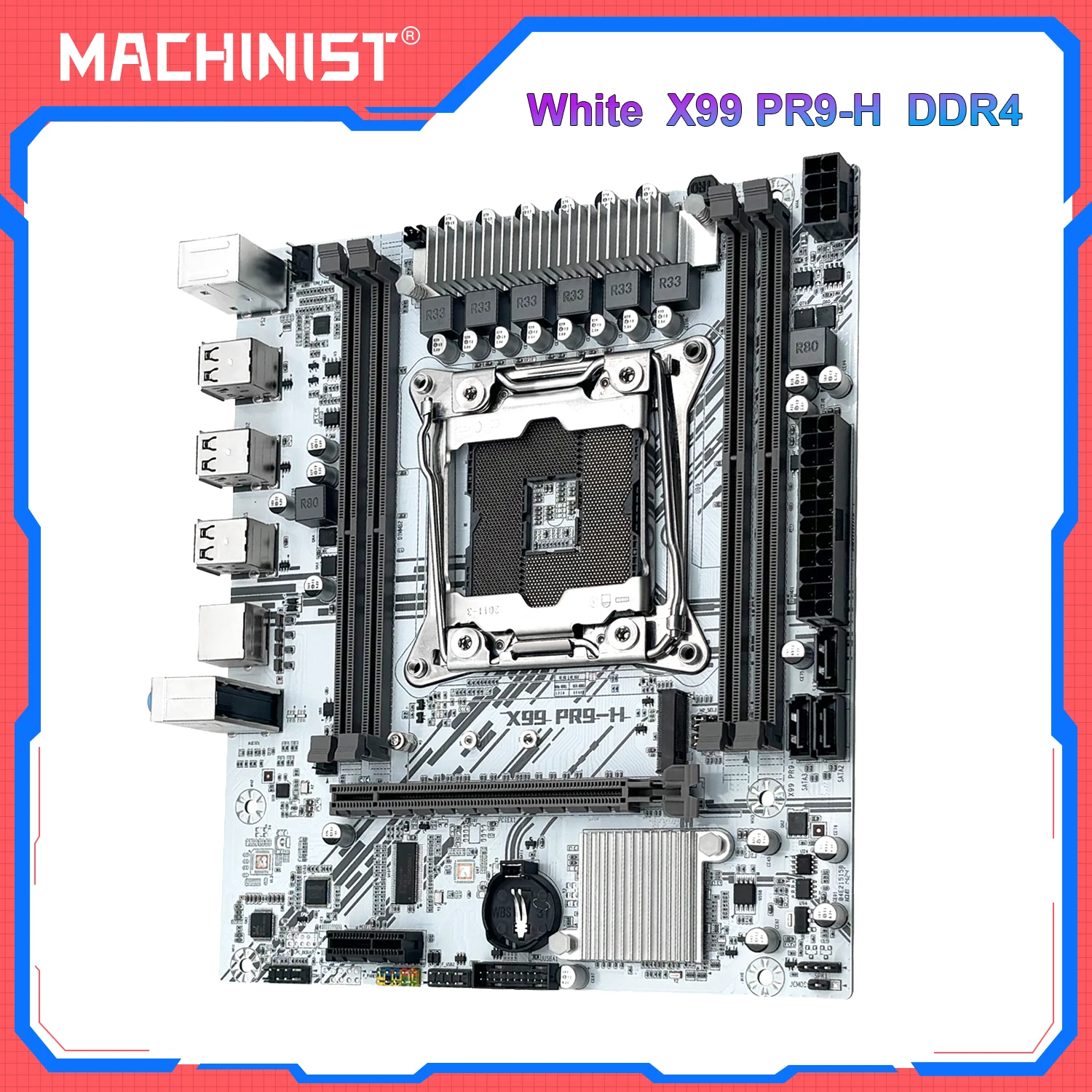 MACHINIST White PR9-H X99 Motherboard Support LGA 2011-3 Intel Xeon E5 V3&V4 CPU DDR4 RAM SATA/NVME M.2 Slot